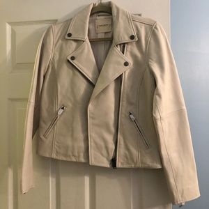 Lucky Brand NWT Genuine Leather Moto Jacket Cream Size M